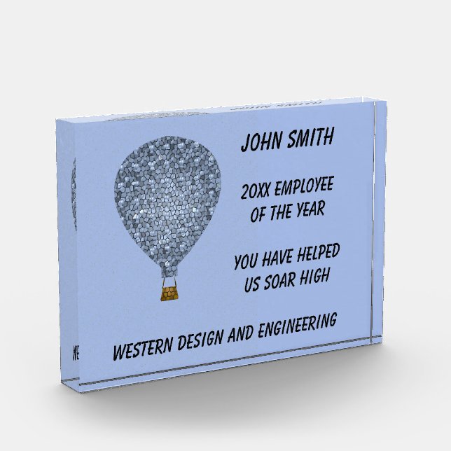 Bloque Para Fotos Reconocimiento de globo aerostático de Empleado de (Izquierda)