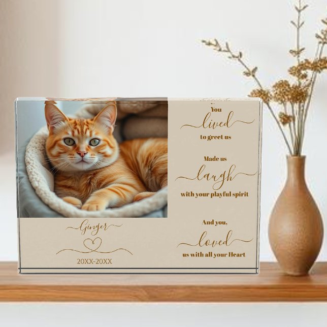 Bloque Para Fotos Recuerdo conmemorativo del gato (Cat Memorial Remembrance Photo Block )