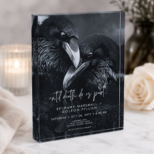 Bloque Para Fotos Recuerdo de boda Abrazo de cuervo blanco negro gót