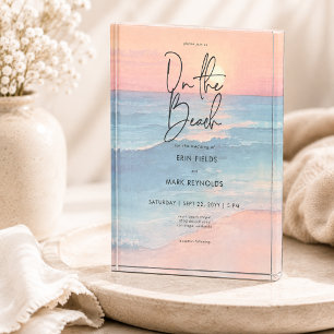 Bloque Para Fotos Recuerdo de Boda en la Playa con Puesta de Sol en
