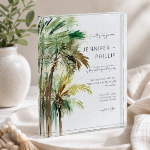 Bloque Para Fotos Recuerdo de invitación de boda moderna de palma tr