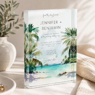 Bloque Para Fotos Recuerdo de invitación moderna de playa de palmera