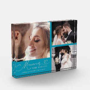 Bloque Para Fotos Recuerdos Hechos con Amor Boda Aqua Melocotón