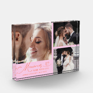 Bloque Para Fotos Recuerdos Hechos con Amor Bodas Rosa Naranja