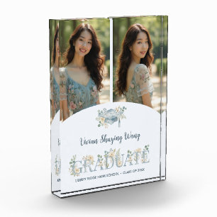 Bloque Para Fotos Refined Blue Botanical Senior Grad MH26