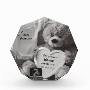 Bloque Para Fotos Regalo de Anuncio de Embarazo Elegante en Blanco y