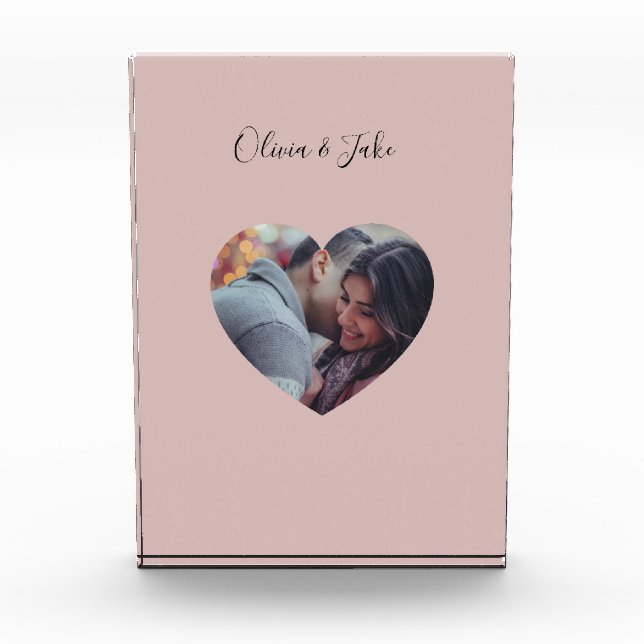 Bloque Para Fotos Regalo de Boda personalizado Heart Photo Newlyweds (Anverso)
