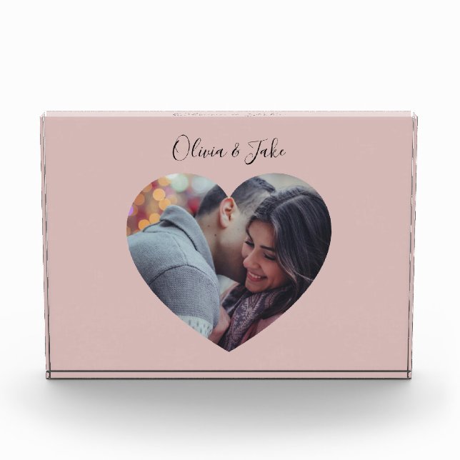 Bloque Para Fotos Regalo de Boda personalizado Heart Photo Newlyweds (Anverso)