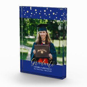 Bloque Para Fotos Regalo de graduación Royal Blue y dorado con confe