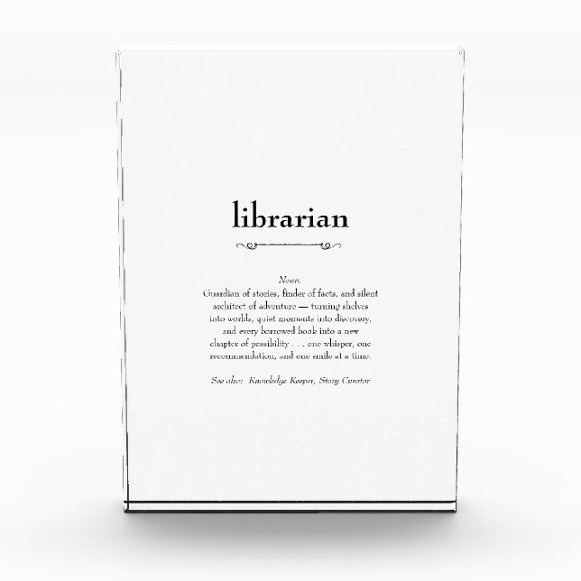 Bloque Para Fotos regalo de reconocimiento de definición bibliotecar (Anverso)