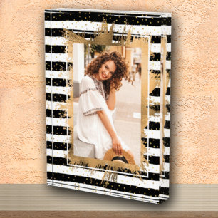 Bloque Para Fotos Relieve metalizado de imitación de oro en franjas