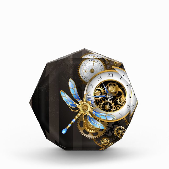 Bloque Para Fotos Reloj de vapor con libélula mecánica (Anverso)
