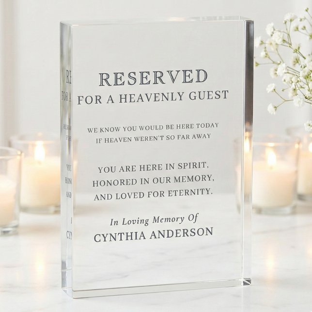 Bloque Para Fotos Reserved for Heavenly Guest Wedding Memorial (reserved for heavenly guest, acrylic memorial sign, modern wedding decor)
