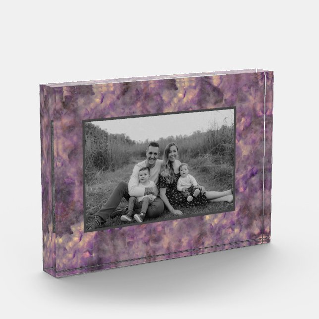 Bloque Para Fotos Resumen de piedra granítica de cuarzo morado (Izquierda)