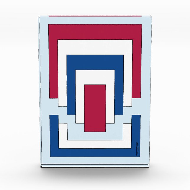 Bloque Para Fotos Resumen de Rectángulo en rojo, blanco y azul (Anverso)