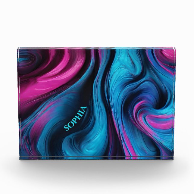 Bloque Para Fotos Resumen moderno - Azul y rosa- (Anverso)