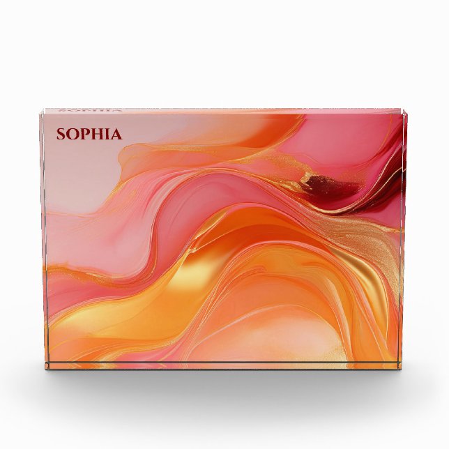 Bloque Para Fotos Resumen moderno-Naranja rosa y dorado- (Anverso)