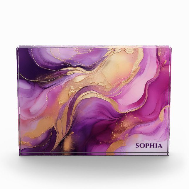 Bloque Para Fotos Resumen moderno - Rosa morado y oro- (Anverso)