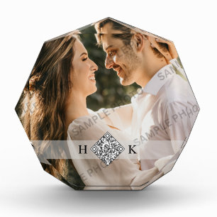 Bloque Para Fotos Retrato boda Código QR monograma