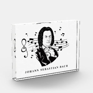 Bloque Para Fotos Retrato de Johann Sebastian Bach y busto con notas