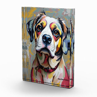 Bloque Para Fotos Retrato de Perro Colorido – Arte de Mascota Abstra