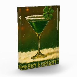Bloque Para Fotos Retro 50s 4 Leaf Clover Irish Christmas Martini