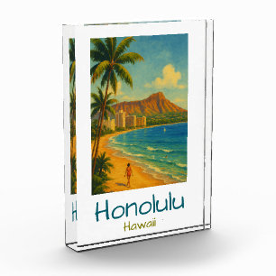 Bloque Para Fotos Retro Honolulu Hawaii Waikiki Beach