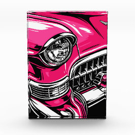 Bloque Para Fotos Retro Pink Classic Car Front Pop Art Illustration