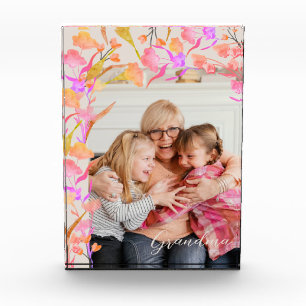 Bloque Para Fotos Rosa brillante y Naranja Boho Wildflower Abuela