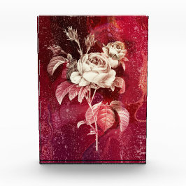 Bloque Para Fotos ROSA ÚNICA sobre fondo rojo