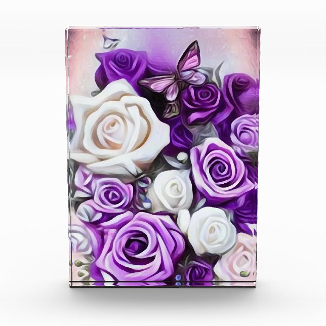 Bloque Para Fotos Rosas Blancas y Moradas (Anverso)