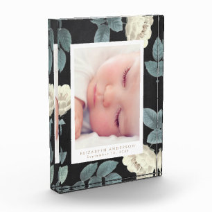 Bloque Para Fotos Rosas de pizarra vintage Floral Photo Block Frame