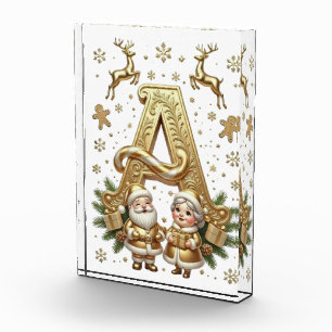 Bloque Para Fotos Royal Gold Letter A Luxury Unisex Acrylic Block