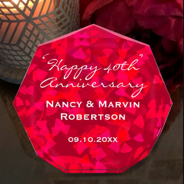 Bloque Para Fotos Ruby 40 Aniversario personalizado Keepsake Gift (Add couples names and anniversary date to create a ruby red 40th anniversary keepsake gift
)