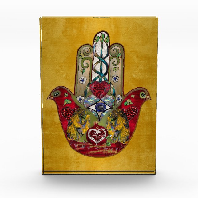 Bloque Para Fotos Ruby Pomegranate Heart Red Bird Hamsa (Anverso)