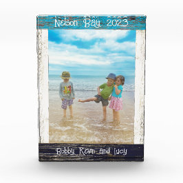 Bloque Para Fotos Rustic Blue White Beach Wood Text 5" x 7" Frame