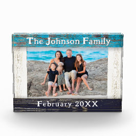 Bloque Para Fotos Rustic Blue Wood Frame Family Name 