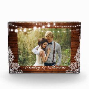 Bloque Para Fotos Rustic Wood String Lights Lace Boda