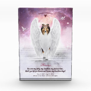 Bloque Para Fotos Sable Rough Collie Angel en el cielo - Memorial Ma