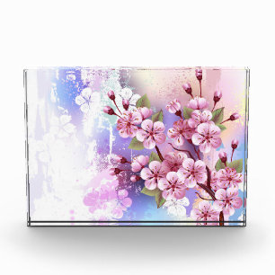Bloque Para Fotos Sakura rosa sobre fondo de pintura