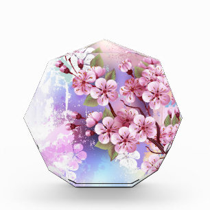 Bloque Para Fotos Sakura rosa sobre fondo de pintura