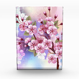 Bloque Para Fotos Sakura rosa sobre fondo de pintura