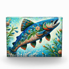 Bloque Para Fotos Salto de salmón Mosaic Floral Azul Peach