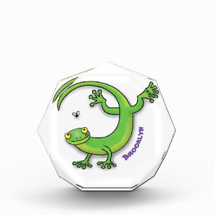 Bloque Para Fotos Saludos felices de gecko verde lindo con personali