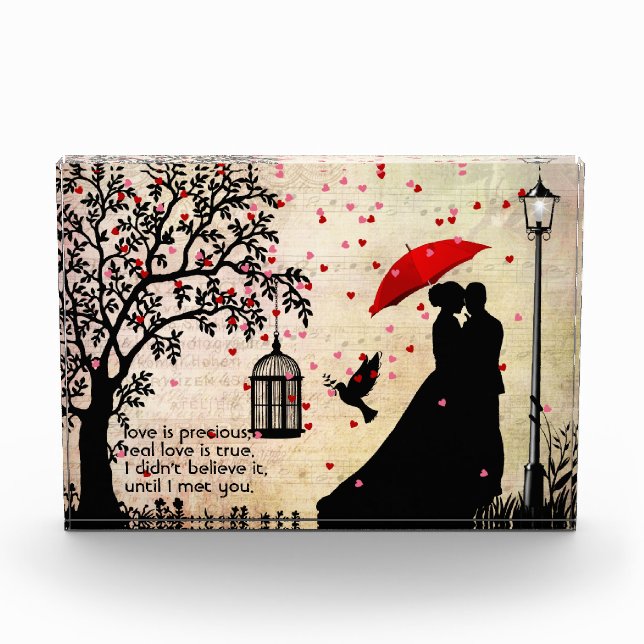 Bloque Para Fotos San Valentín de poesía negra y beige de época (Anverso)