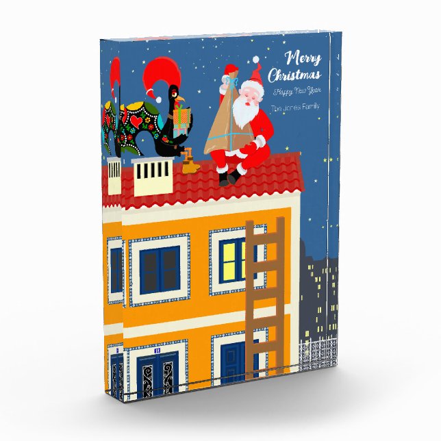 Bloque Para Fotos Santa Claus se reúne con el gallo de Portugal (Izquierda)