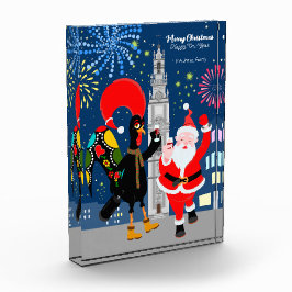 Bloque Para Fotos Santa Claus y la tostada de gallo al Año Nuevo