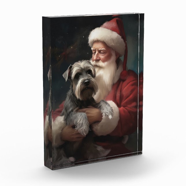 Bloque Para Fotos Schnauzer Con Navidades festivos de Santa Claus (Izquierda)