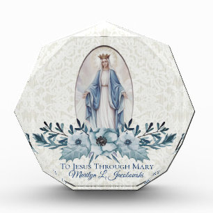 Bloque Para Fotos Señora floral azul del   del cordón del Virgen