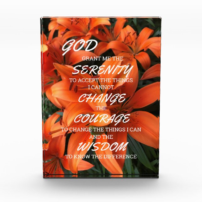 Bloque Para Fotos Serenity Prayer Naranja Lily Floral Photo (Anverso)